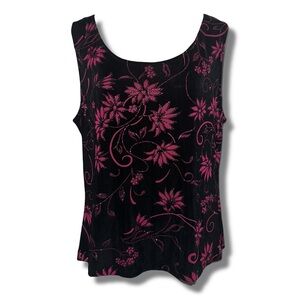 Vtg Pink Glittery Floral Tank Top